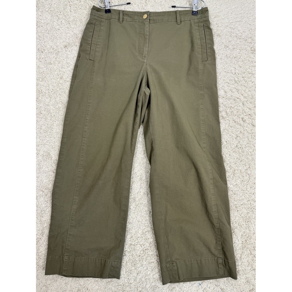 Talbots Wide Leg High Rise Cropped Casual Khaki Pants Women's 12 Coastal Preppy